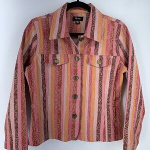 Analogy PM Denim Jacket‎ Multicolor Funky Unique Boho Cowgirl Western Shacket